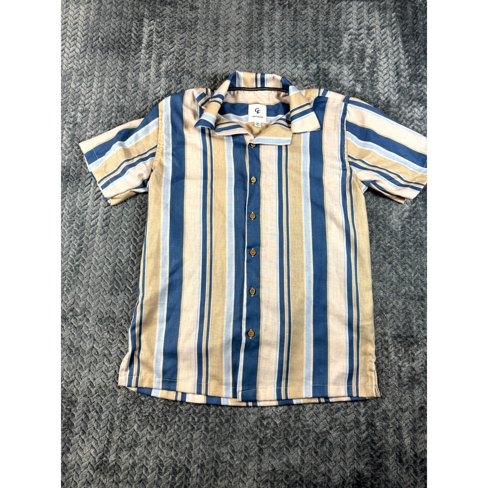 Craft+Flow Shirt Boys Large 14 Multicolor Striped Casual Summer Camp Collar